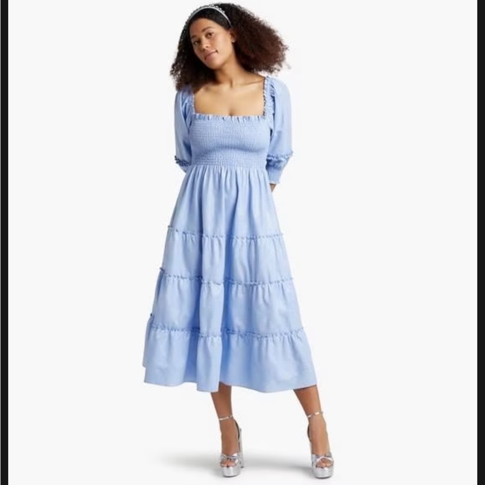 Hill House Home The Nesli Nap Dress - Light Blue Glitter Check